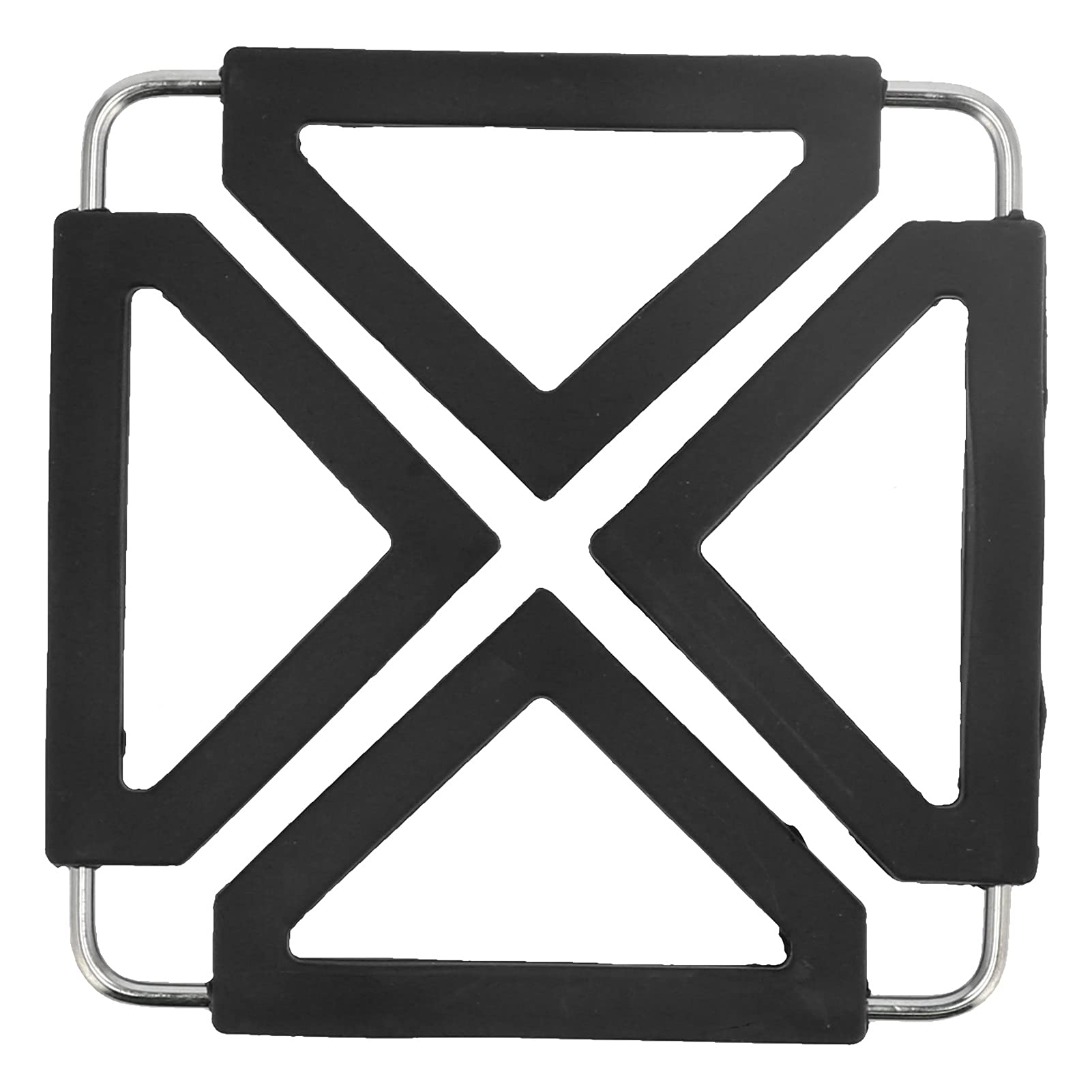 Silicone Trivet Mat,Stainless Steel Hot Pot Holder,Kitchen Trivets for Hot Dishes,Silicone Trivet for Hot Pots and Pans,Foldable Table Pad Tableware Placemat for Hot Pans Bowls(Black)