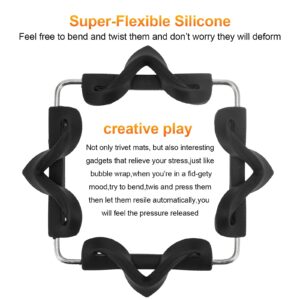 Silicone Trivet Mat,Stainless Steel Hot Pot Holder,Kitchen Trivets for Hot Dishes,Silicone Trivet for Hot Pots and Pans,Foldable Table Pad Tableware Placemat for Hot Pans Bowls(Black)