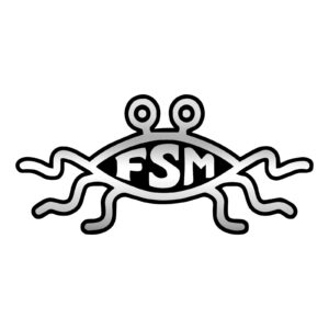 fsm flying spaghetti monster plastic emblem magnet - [5.5" x 2.5"]