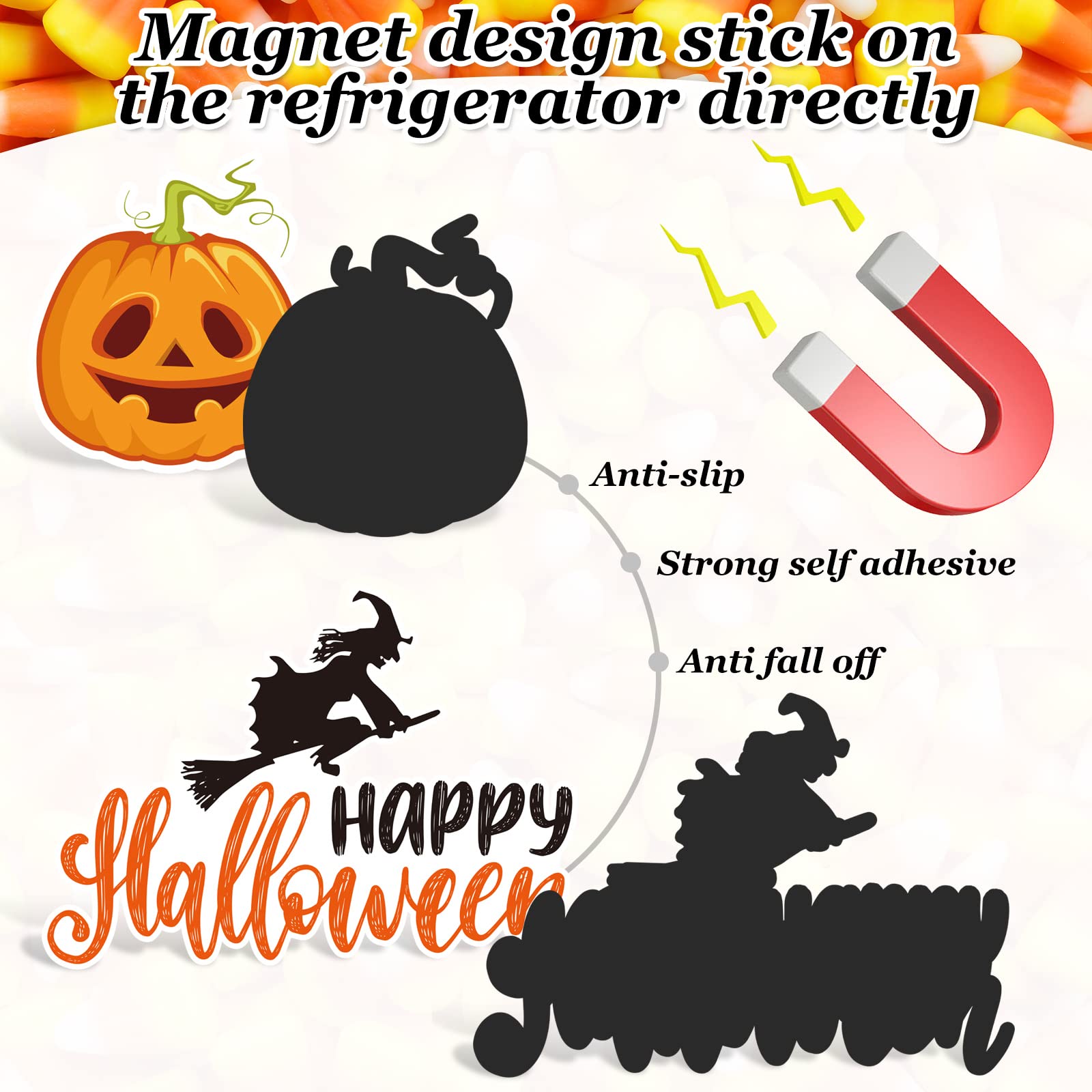 Whaline 16Pcs Halloween Refrigerator Magnets Cute Trick or Treat Decorative Fridge Magnetic Stickers Happy Halloween Garage Magnet for Fridge Car Metal Door Mailbox Locker Office Cabinets Decor