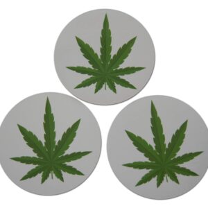 Novel Merk Marijuana Leaf Refrigerator Magnets – Vinyl 3” Round Flat Magnets for Fridge, Lockers, Home Kitchen and Weed Decor – Self Adhesive to Metal Surfaces (12 Pack)