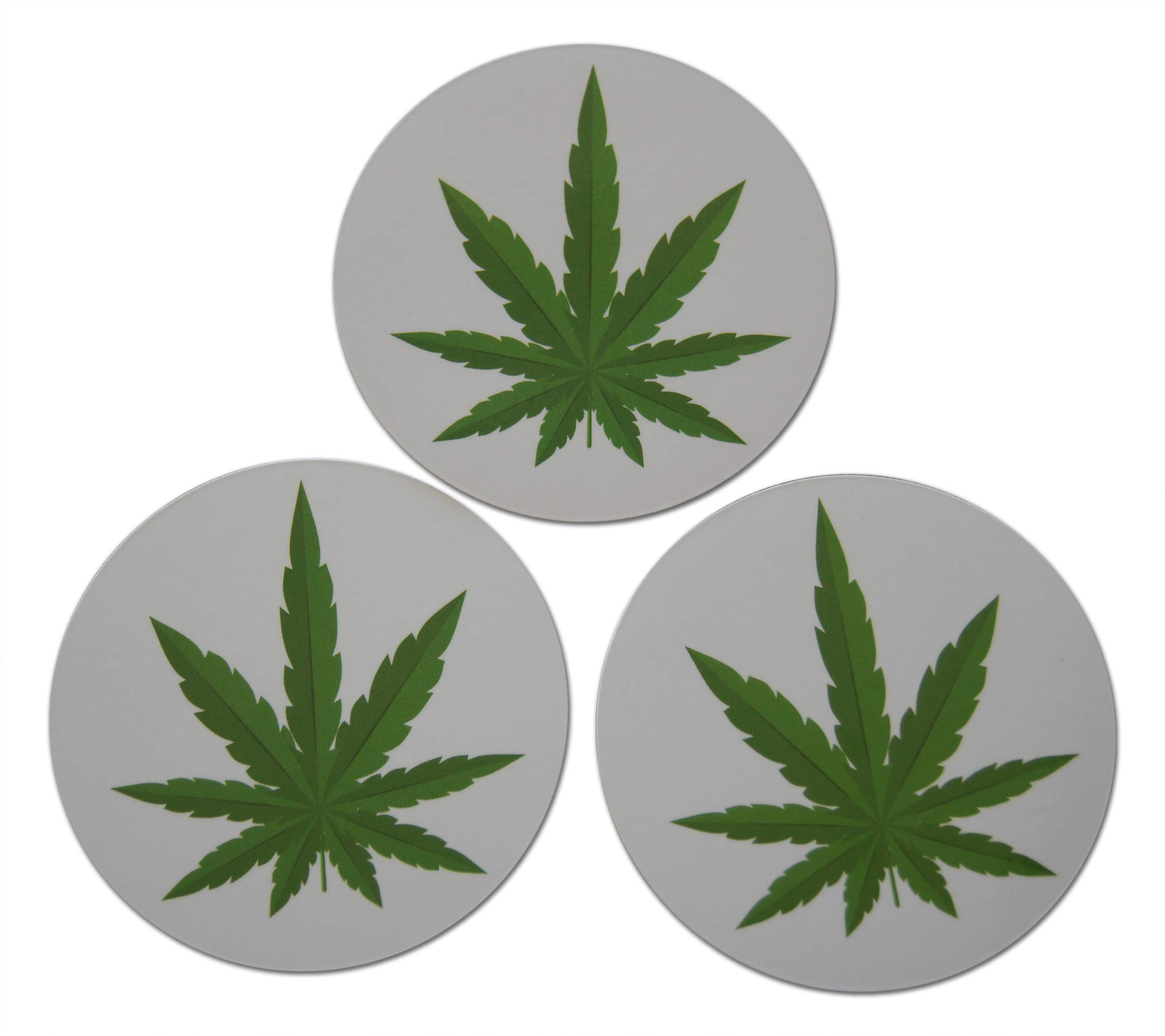 Novel Merk Marijuana Leaf Refrigerator Magnets – Vinyl 3” Round Flat Magnets for Fridge, Lockers, Home Kitchen and Weed Decor – Self Adhesive to Metal Surfaces (12 Pack)