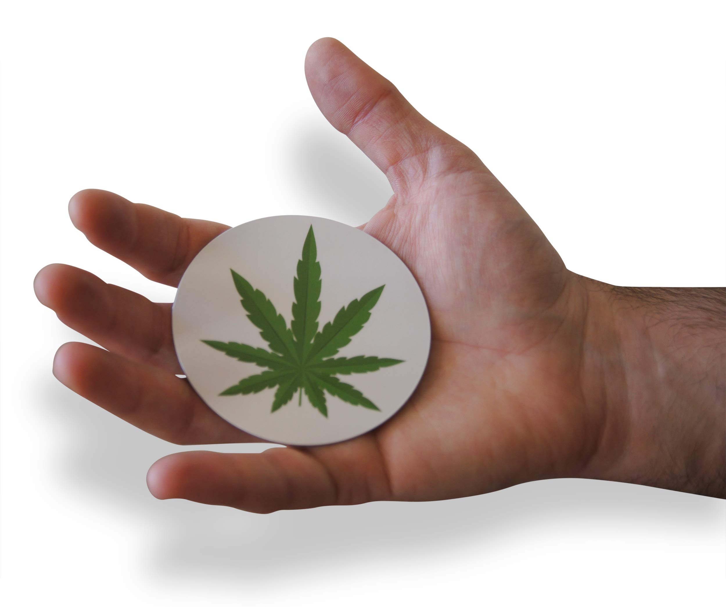 Novel Merk Marijuana Leaf Refrigerator Magnets – Vinyl 3” Round Flat Magnets for Fridge, Lockers, Home Kitchen and Weed Decor – Self Adhesive to Metal Surfaces (12 Pack)