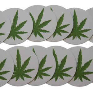 Novel Merk Marijuana Leaf Refrigerator Magnets – Vinyl 3” Round Flat Magnets for Fridge, Lockers, Home Kitchen and Weed Decor – Self Adhesive to Metal Surfaces (12 Pack)