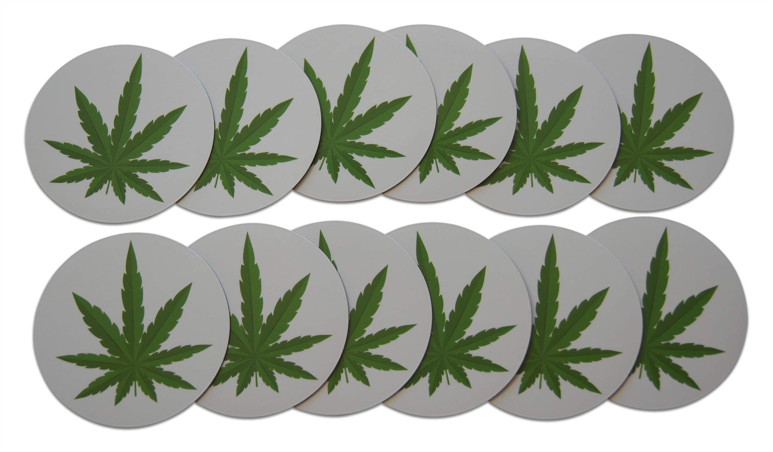 Novel Merk Marijuana Leaf Refrigerator Magnets – Vinyl 3” Round Flat Magnets for Fridge, Lockers, Home Kitchen and Weed Decor – Self Adhesive to Metal Surfaces (12 Pack)