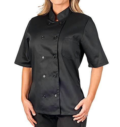 Womens Black Classic Short Sleeve Chef Coat, 2XL