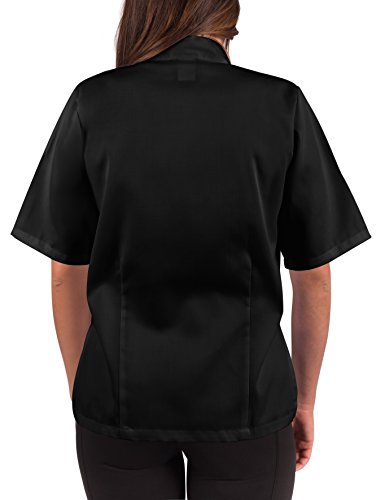 Womens Black Classic Short Sleeve Chef Coat, 2XL