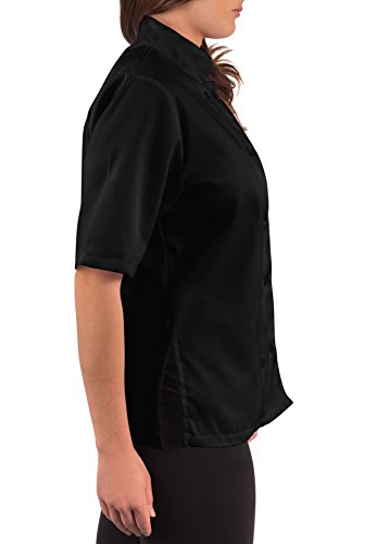 Womens Black Classic Short Sleeve Chef Coat, 2XL