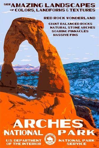 Magnet 3x4 inch Arches Vintage Art Sticker (rv National Park Hike np Visit Moab Utah) Magnetic Magnet Vinyl Sticker