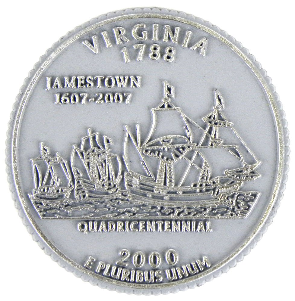 Virginia State Quarter Magnet by Classic Magnets, 2.5" Diameter, Collectible Souvenirs Made in The USA