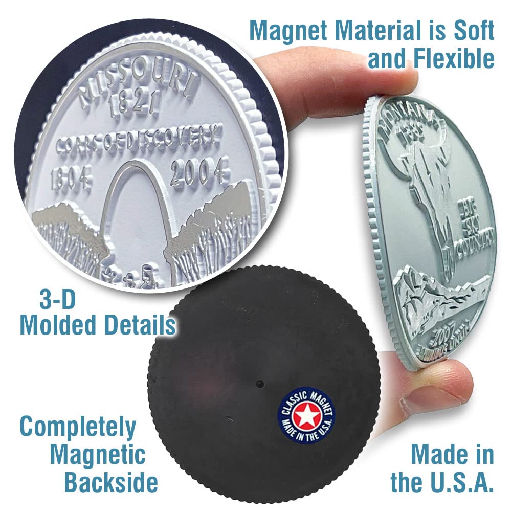 Virginia State Quarter Magnet by Classic Magnets, 2.5" Diameter, Collectible Souvenirs Made in The USA