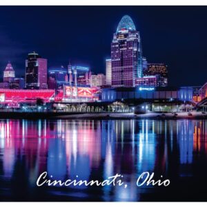 Cincinnati, Ohio Skyline, Buildings at Night, Souvenir Magnet 2 x 3 Fridge Photo Magnet