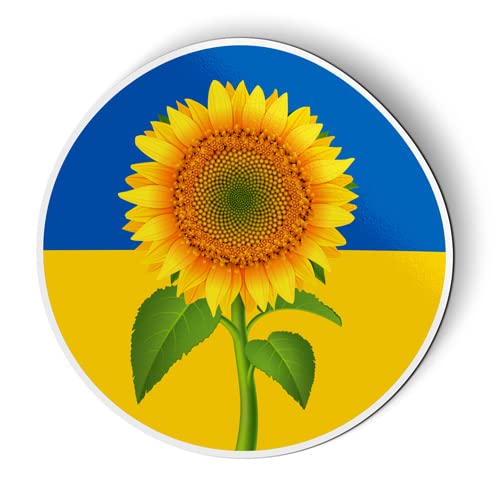 Ukrainian Flag with Sunflower Support Ukraine - 6" Magnet for Car Locker Refrigerator