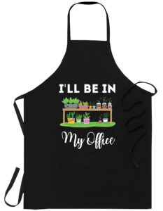 i'll be in my office garden funny gardening apron - 1 size fits all men women aprons black workwear