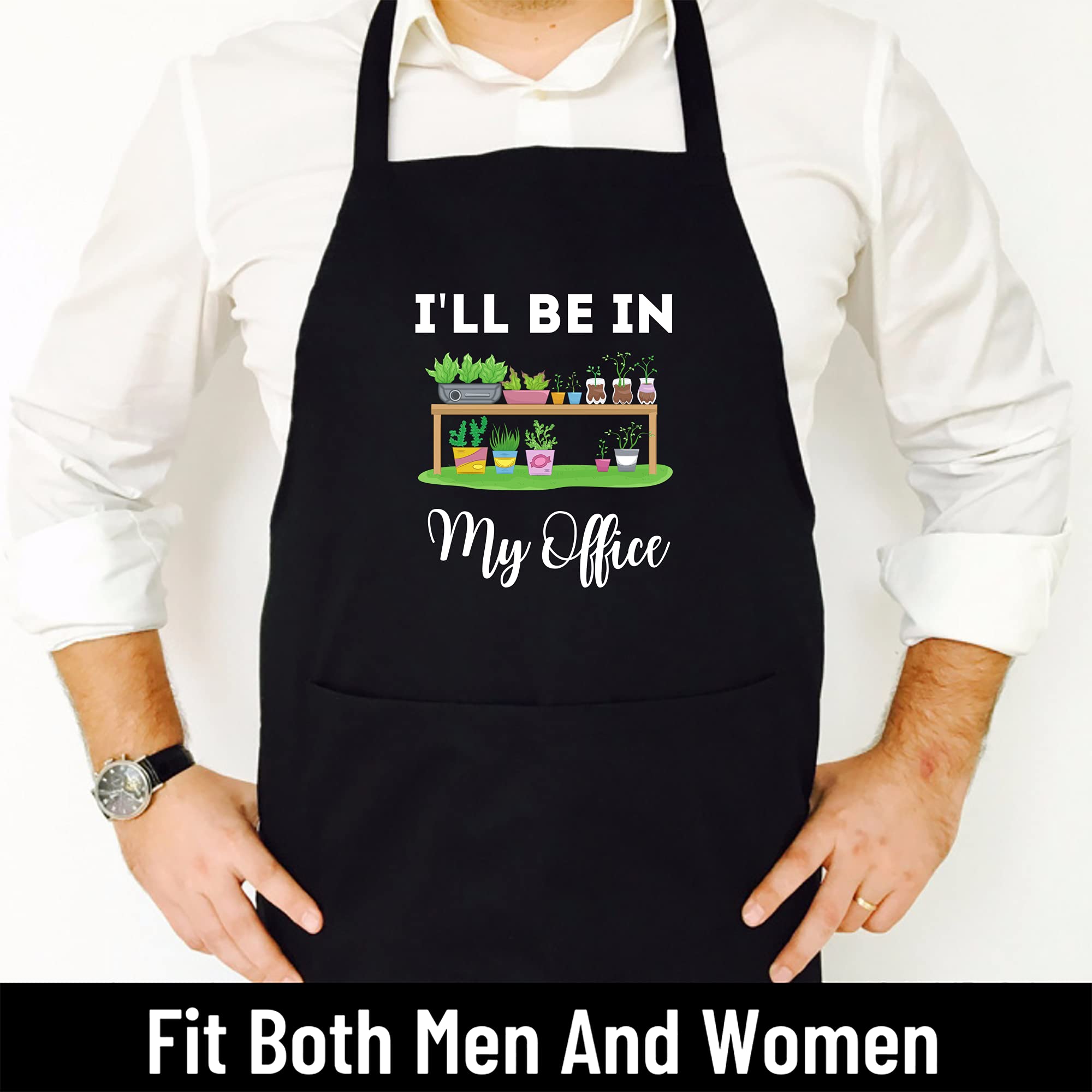 I'll Be In My Office Garden Funny Gardening Apron - 1 Size fits all Men Women Aprons Black Workwear