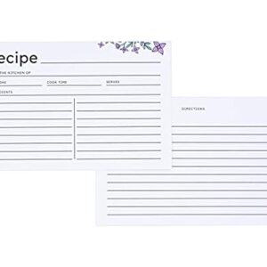 poiet Tin Recipe Box with Cards and Dividers, Includes 50 4x6 Recipe Cards, 16 Dividers (Wildflower)