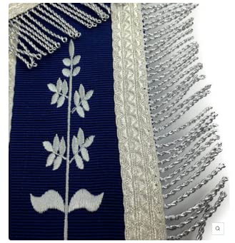 Masonic Blue Lodge Past Master Silver Machine Embroidery Freemasons Apron