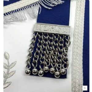 Masonic Blue Lodge Past Master Silver Machine Embroidery Freemasons Apron