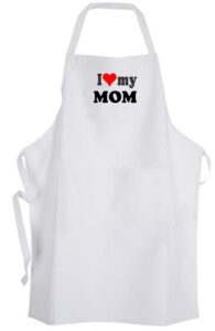 i love my mom – adult size apron – mother heart