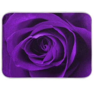 blueangle purple rose drying mat absorbent reversible microfiber dish drying mat for kitchen, extra large, 18 inch x 24 inch