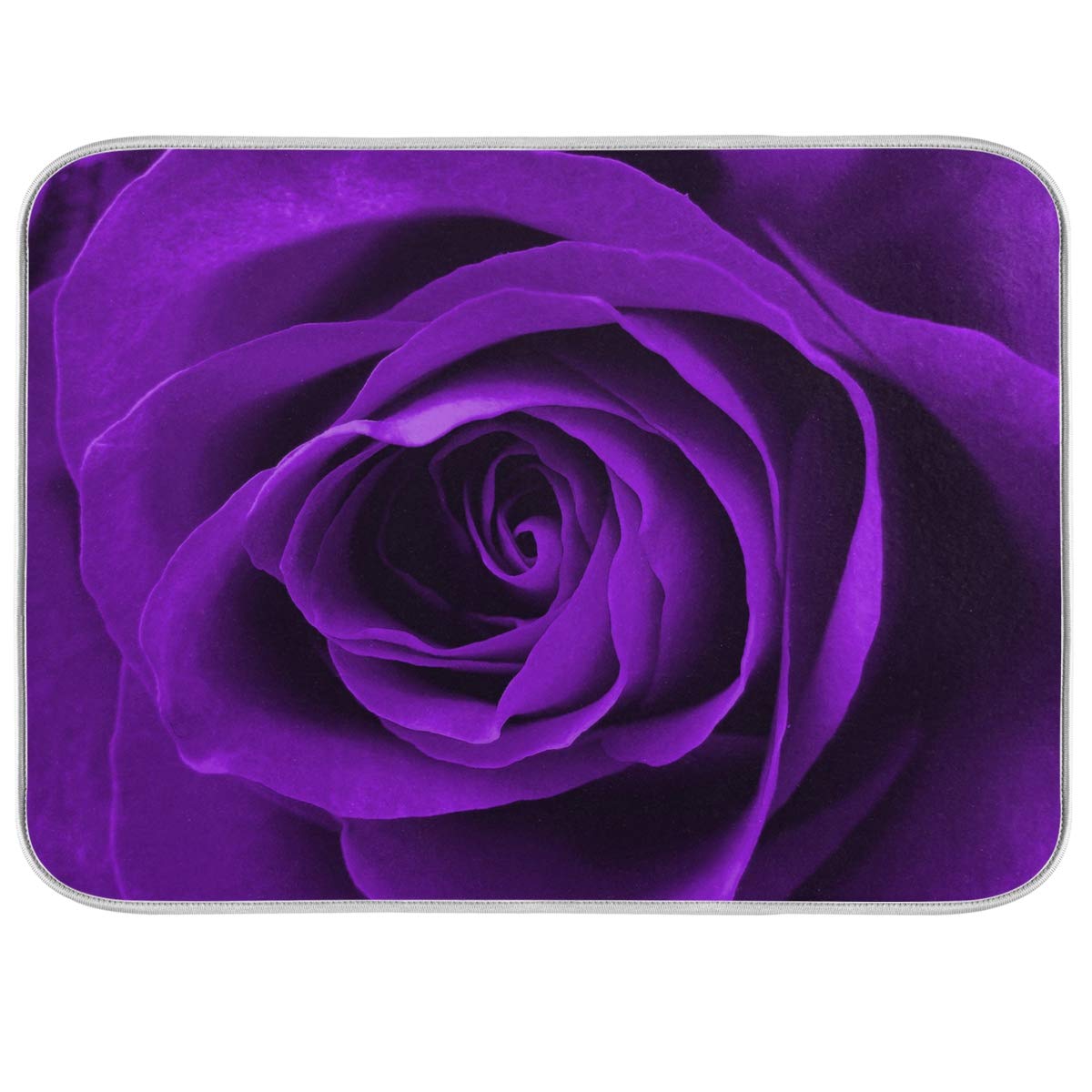 Blueangle Purple Rose Drying Mat Absorbent Reversible Microfiber Dish Drying Mat for Kitchen, Extra Large, 18 Inch x 24 Inch