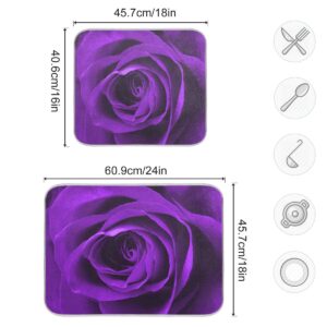 Blueangle Purple Rose Drying Mat Absorbent Reversible Microfiber Dish Drying Mat for Kitchen, Extra Large, 18 Inch x 24 Inch