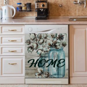 Pastoral Style Dishwasher Magnet Cover,Home Kitchen Decoration,Rustic Idyllic Style Sticker Decorative Refrigerator,Vase Flower Magnetic Decals Sheet 23 W x 26 H Inch