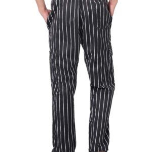 Men's and Women's Baggy Chef Pants Black and White Stripes Cargo Style Cook Pant Black S