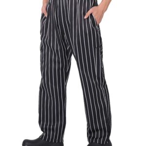 Men's and Women's Baggy Chef Pants Black and White Stripes Cargo Style Cook Pant Black S