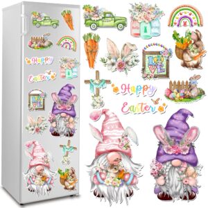 easter refrigerator magnets decoration 13pcs, happy easter gnome fridge car garage door magnetic stickers holiday decoration, waterproof easter magnet decals for home kitchen decor…