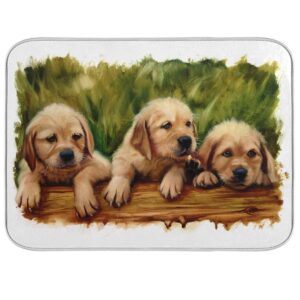 kitchen dish drying mat watercolor golden retriever dog duggy absorbent washable dish drying pad drainer rack mat heat resistant counter protector for glass plate cup pan 16x18in