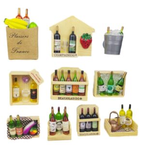 10 pcs/set creative stereoscopic wine bottle series fridge magnet refrigerator magnetic sticker home deco magnet kitchen accessories (wooden)