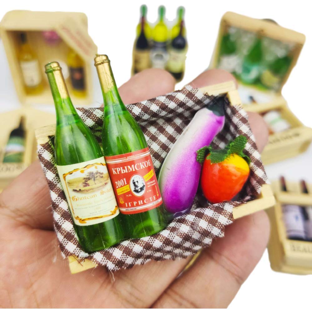 10 pcs/Set Creative Stereoscopic Wine Bottle Series Fridge Magnet Refrigerator Magnetic Sticker Home Deco Magnet Kitchen Accessories (Wooden)