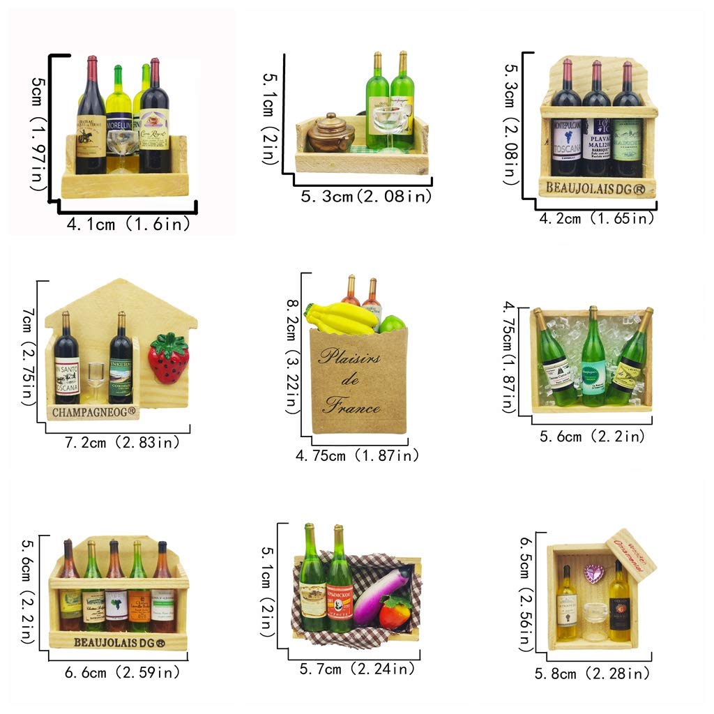 10 pcs/Set Creative Stereoscopic Wine Bottle Series Fridge Magnet Refrigerator Magnetic Sticker Home Deco Magnet Kitchen Accessories (Wooden)