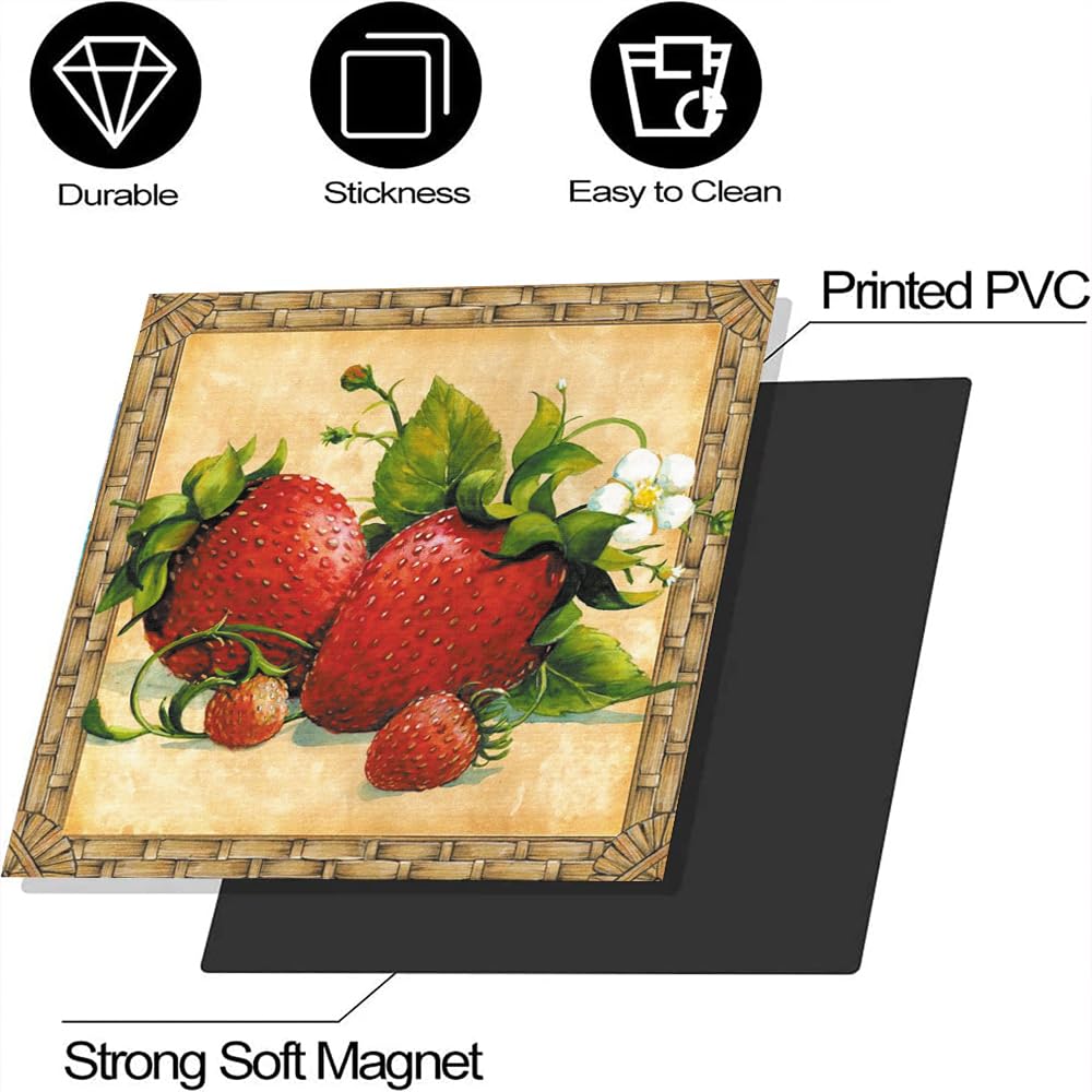 Homa Strawberries Decorations Magnetic Dishwasher Cover Panel Fruit Fridge Magnets Refrigerator Cute Vinyl Stickers Kitchen Home Decor Farmhouse 23Inch W x 26Inch H, 23InchWx26InchH