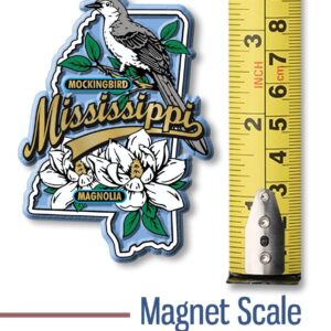 Mississippi State Bird and Flower Map Magnet by Classic Magnets, 2.3" x 3.2", Collectible Souvenirs Made in The USA