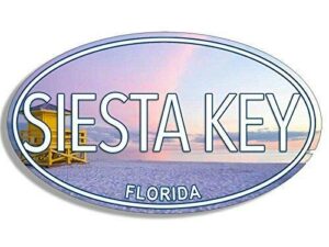 magnet 3x5 inch oval siesta key florida sticker (fl gulf beach coast) magnetic vinyl bumper sticker sticks to any metal fridge, car, signs