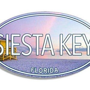 MAGNET 3x5 inch Oval Siesta Key Florida Sticker (fl Gulf Beach Coast) Magnetic vinyl bumper sticker sticks to any metal fridge, car, signs