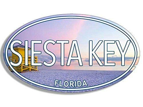 MAGNET 3x5 inch Oval Siesta Key Florida Sticker (fl Gulf Beach Coast) Magnetic vinyl bumper sticker sticks to any metal fridge, car, signs