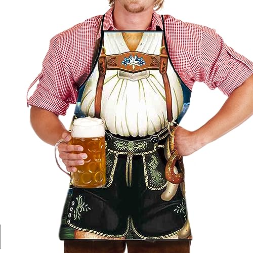 Bilipala Lederhosen Apron Funny Apron Oktoberfest Bavarian Kitchen Cooking Apron for Man