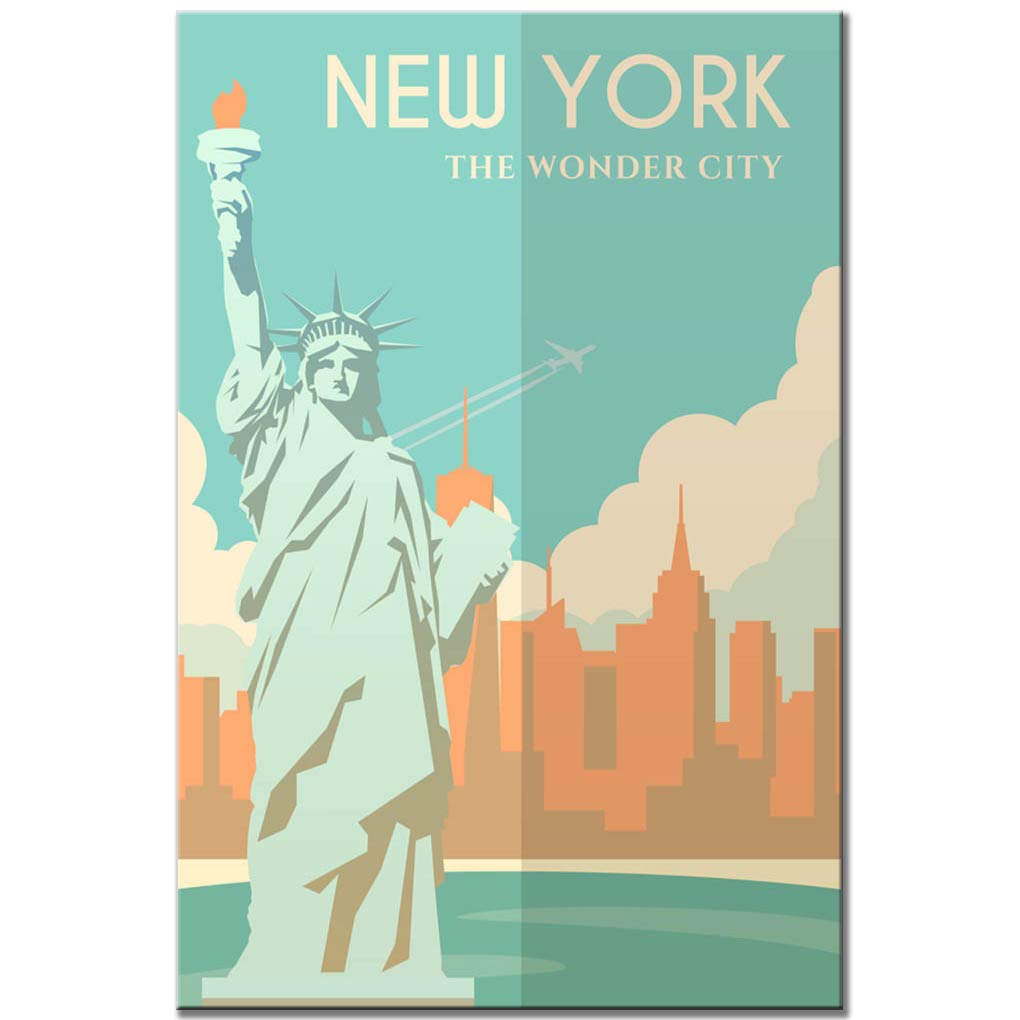 New York City Fridge Magnet Statue of Liberty Vintage Poster USA Travel Souvenir