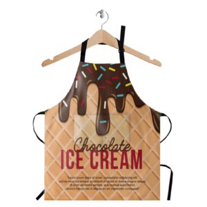 TONYSTAR Ice Cream Cute Aprons for Women with Pockets | 28 X 33 Inches | Cooking, Baking, Kitchen, Chef, Men's Apron | Christmas Gift | Waterproof and Adjustable Strap at Neck & Waist Ties