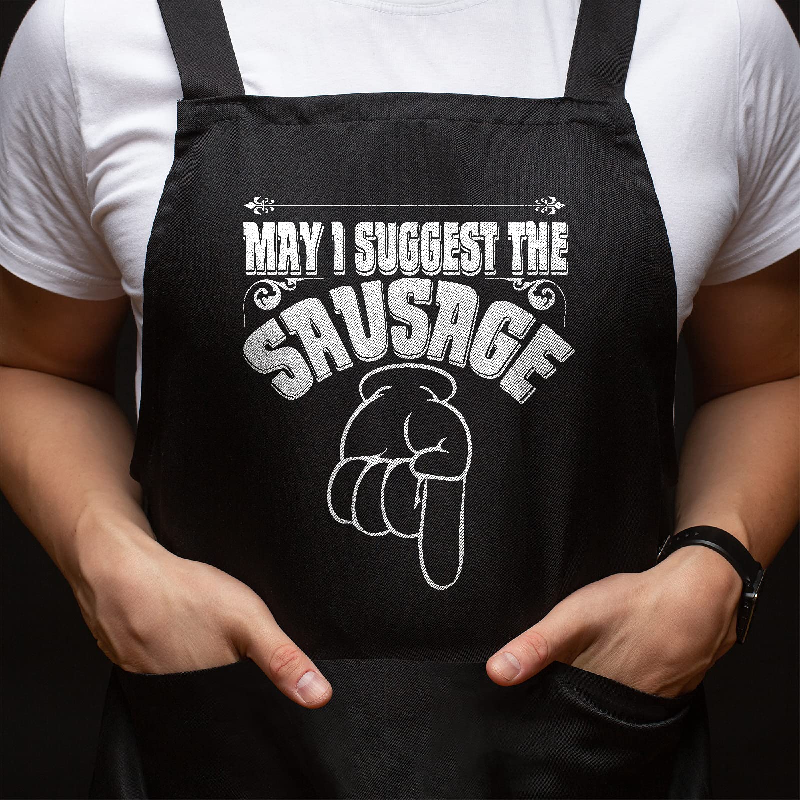 Bang Tidy Clothing Funny Apron Cooking Gifts for Men, Grilling BBQ Grill Cooks Chef Aprons 2 Pockets Cotton, Dad Gifts