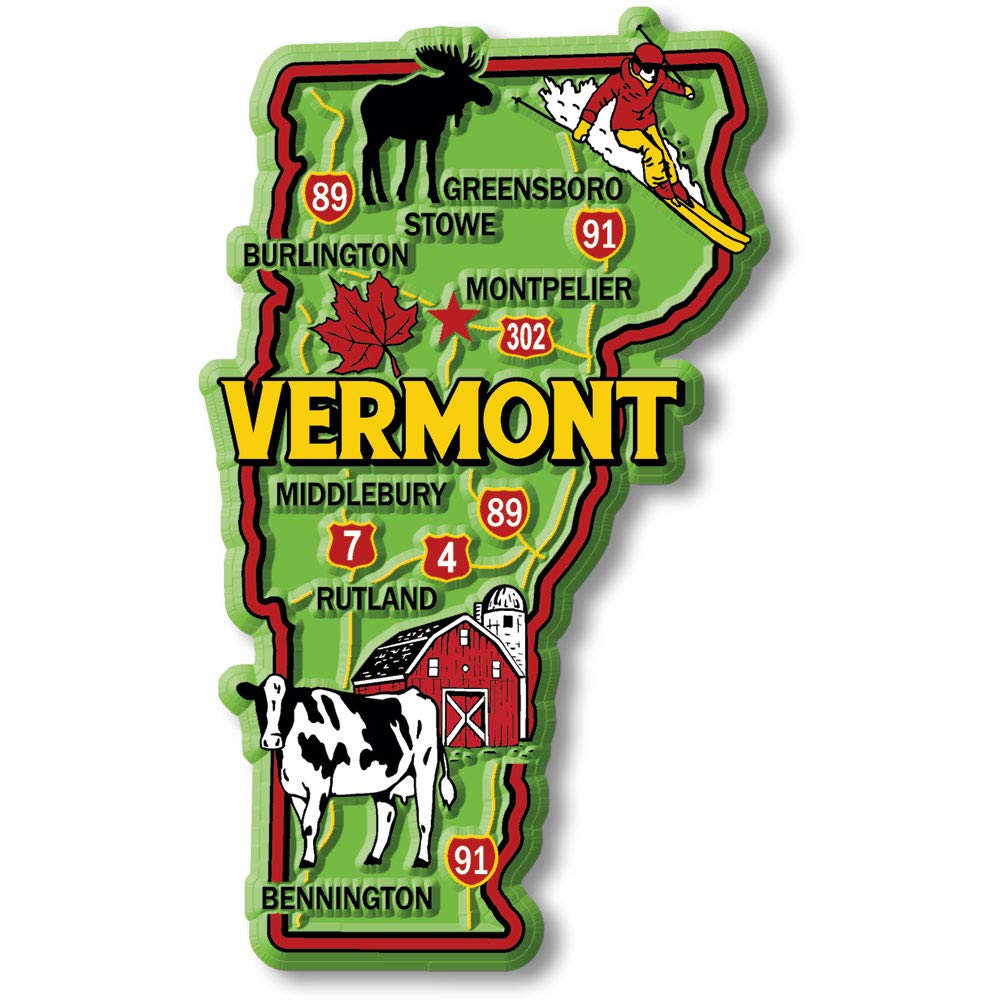 Vermont Colorful State Magnet by Classic Magnets, 2.4" x 4", Collectible Souvenirs Made in The USA