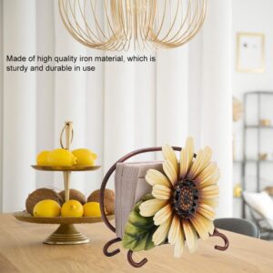 Alvinlite Paper Towel Holder, Sunflower Shape Napkin Holders for Tables, Metal Napkin Storage Cute Tissue Dispenser Cocktail Napkin Stand Perfect for Outdoor Events Kitchen Decor