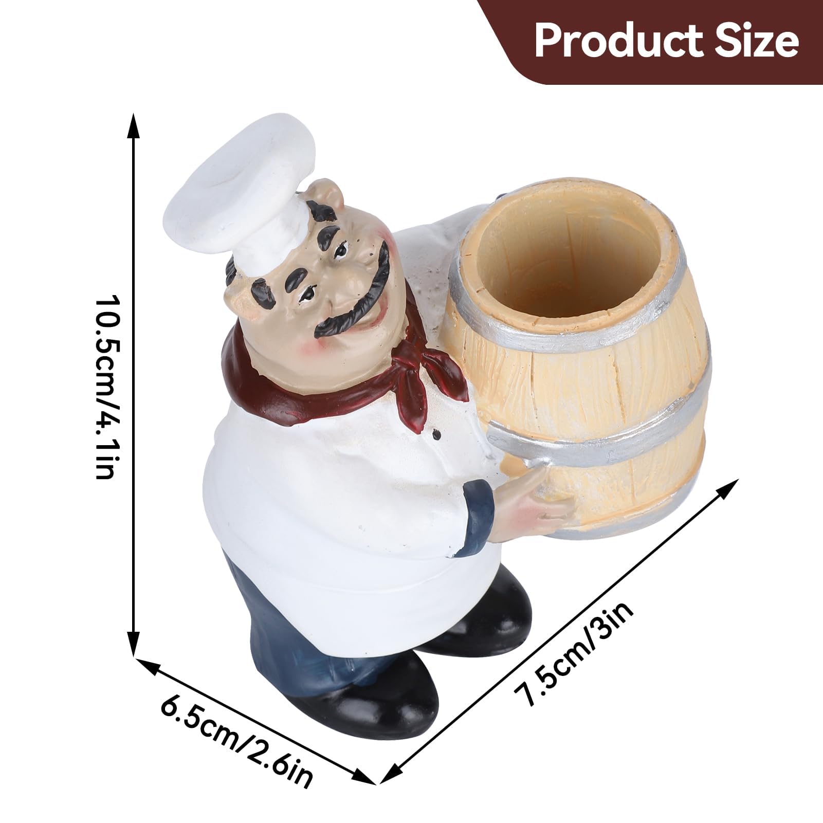 Chef Figurines Toothpick Holder, Resin Toothpick Dispenser with Italian Chef Statue for Kitchen Counter Restaurant Coffee Shop Decor