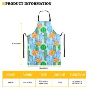 WELLFLYHOM Apron Waterproof Women Cute Cooking Barking Cleaning, Adjustable Neck Apron for Chef, Kitchen, Home, Restaurant, Bistro, Work Shop, Personalized Butterfly Sunflower Heart-Shape Pattern