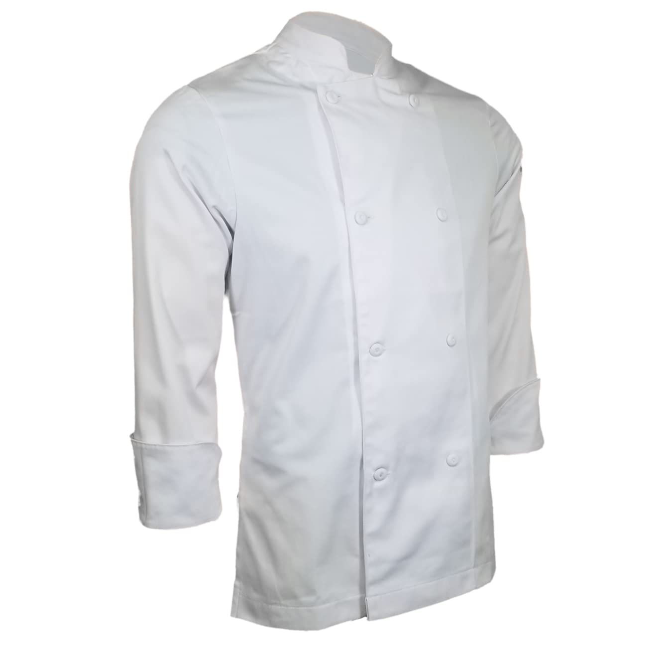 ChefsCloset Premium Cloth Covered Button Long Sleeve Chef Coat, White, Large