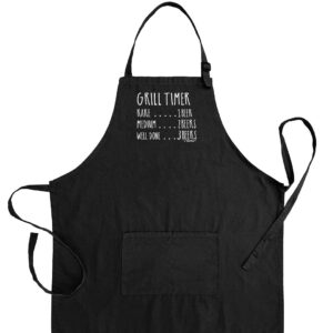 Funny Aprons for Men Grill Timer Beer Count Funny Grilling Apron Two Pocket Man Apron Black [PPP]