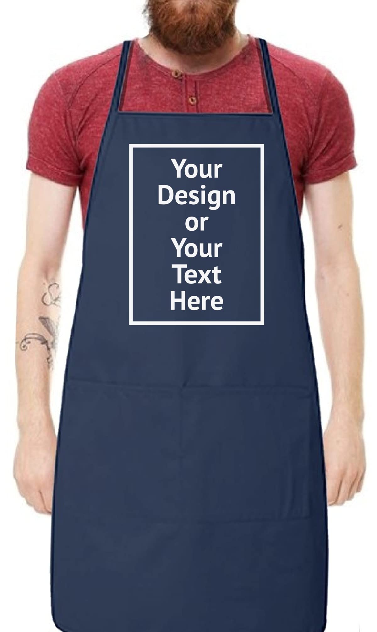 Vizor Personalized Apron For Men - Chef Cook Custom Your Design Photo Picture Text DIY Gifts Navy